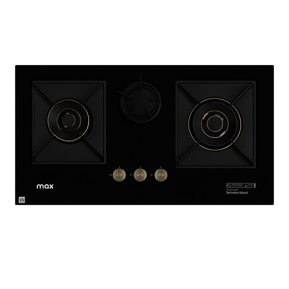 MAX 3 BURNER GLASS HOB Model 3103BK-NG