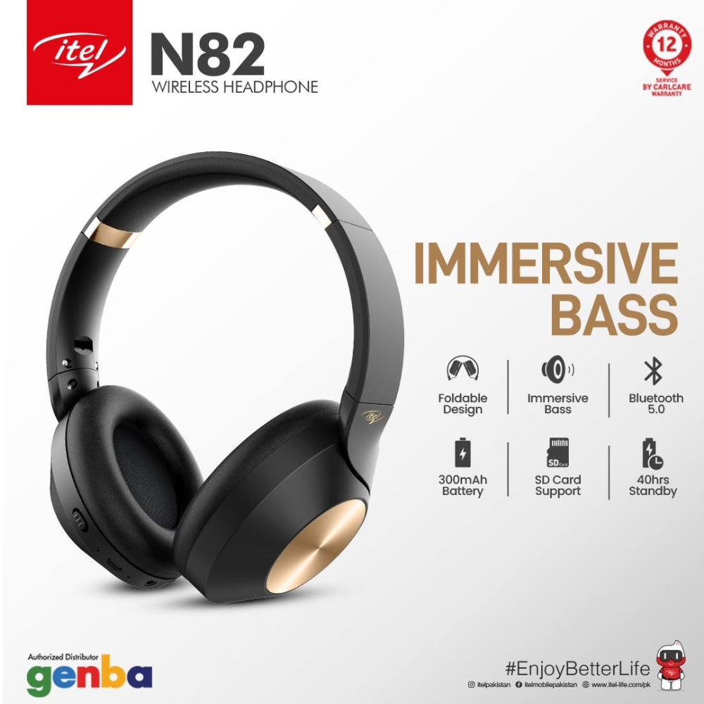 ITEL SUPERB BASS WIRELESS HEADPHONES Model IEB-82