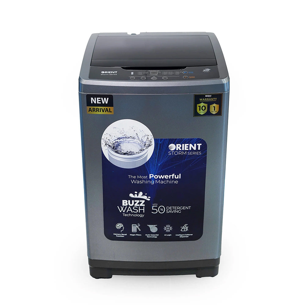 ORIENT 12KG AUTOMATIC TOP LOAD WASHING MACHINE Model STROM 1350 METALLIC GREY